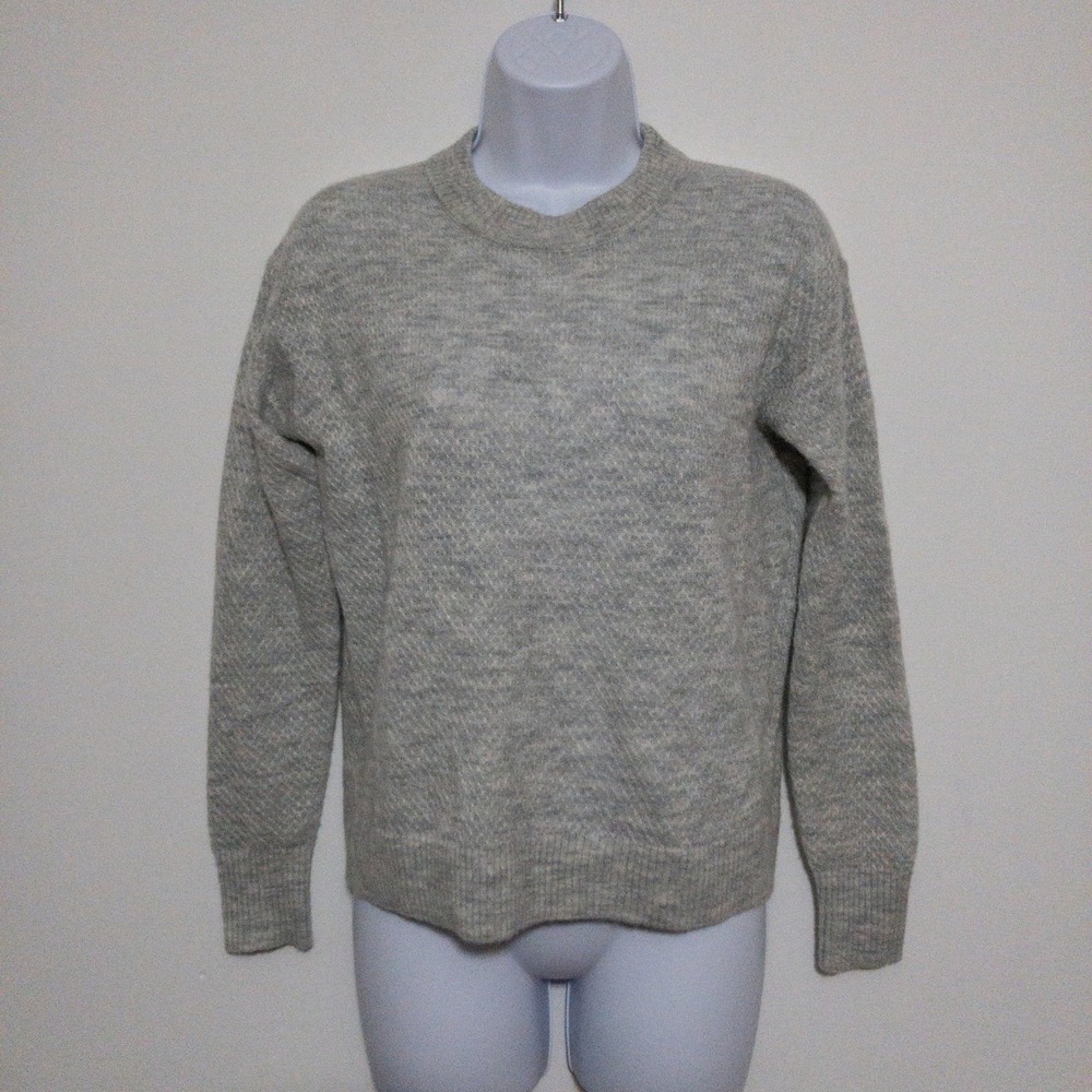 Quince Baby Alpaca Wool‎ Sweater Womens Size S Gray Diamond Stitch